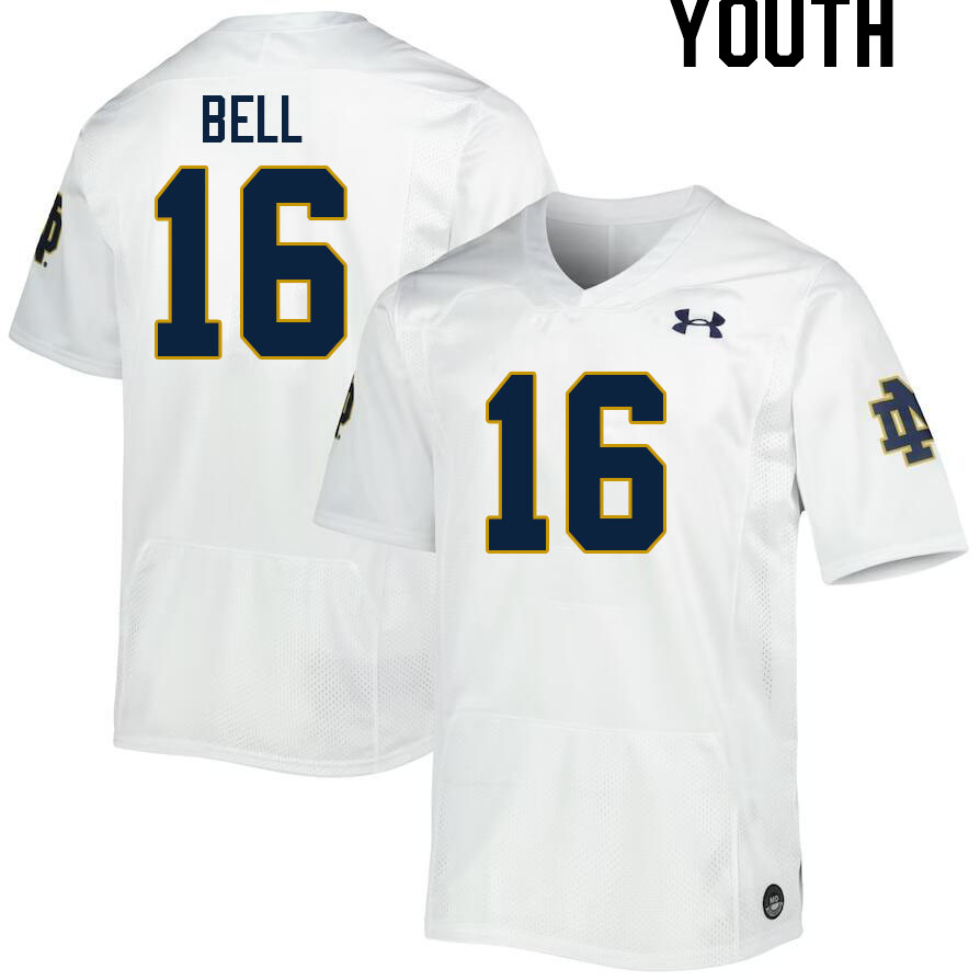 Youth #16 Micah Bell Notre Dame Fighting Irish College Football Jerseys Stitched Sale-White